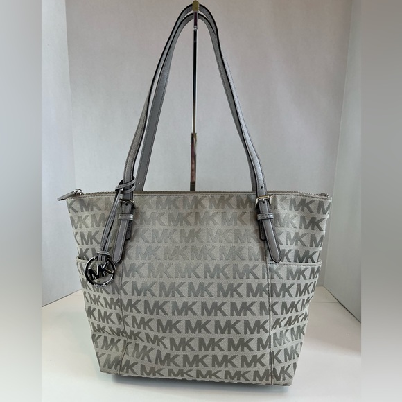 Michael Kors Silver/Grey Logo Printed Tote - Picture 1 of 7